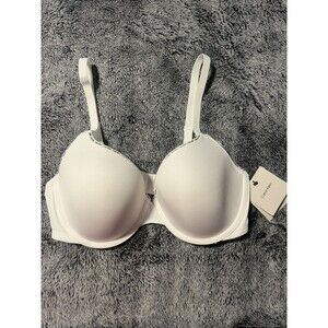 NWT Calvin Klein Microfiber Stretch Mini Logo Lightly Lined Demi Bra 36C White